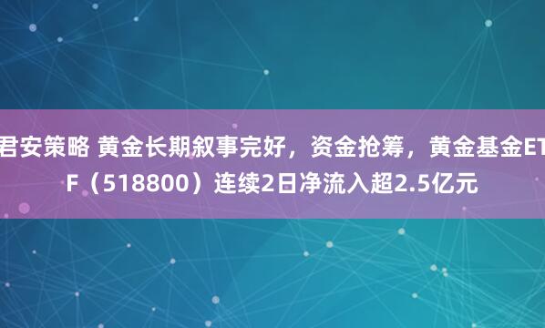 君安策略 黄金长期叙事完好，资金抢筹，黄金基金ETF（518800）连续2日净流入超2.5亿元