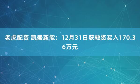 老虎配资 凯盛新能：12月31日获融资买入170.36万元